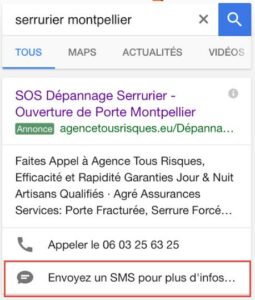 Extension Adwords SMS