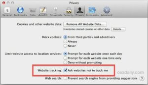 Do Not Track navigateur web Safari