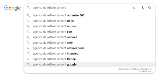 auto complétion sur Google